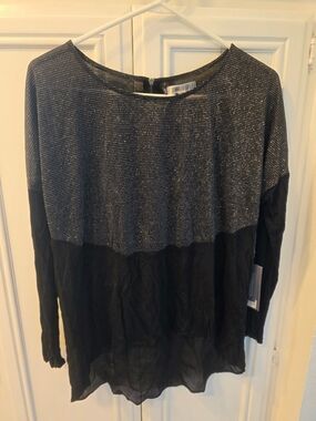 Jennifer Lopez Black Long Sleeve Shimmer Top ~ Size Medium